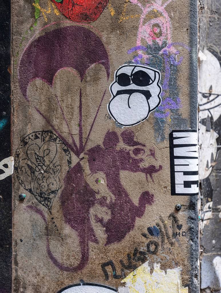 "Parachute Rats" by Banksy in East End Theatre District, Melbourne