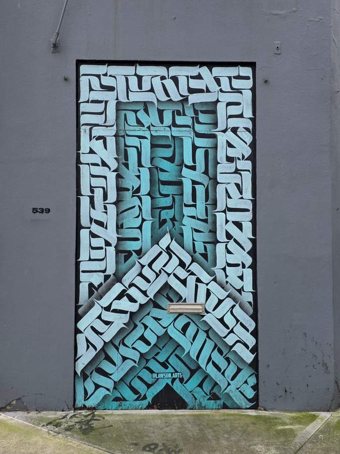 Geometric Hebrew Calligraphy Mural