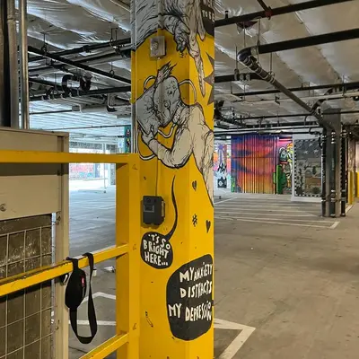 painting on a pillar at NOVA GARAGE - PORTLAND US