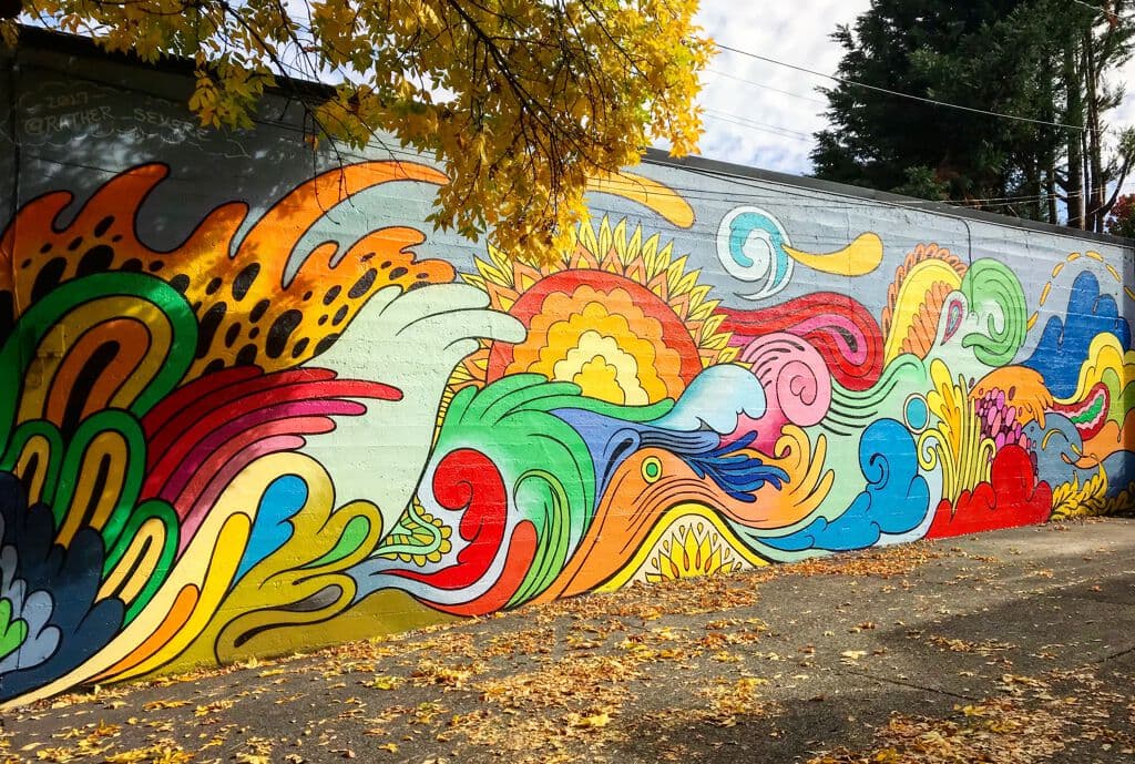 "Swirling Wave Water Mural" by Rather Severe in Nob Hill, Portland