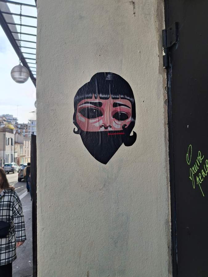 "Masked Portrait with Red Tears" by Zelda Bomba in Paris 20e Arrondissement, Paris