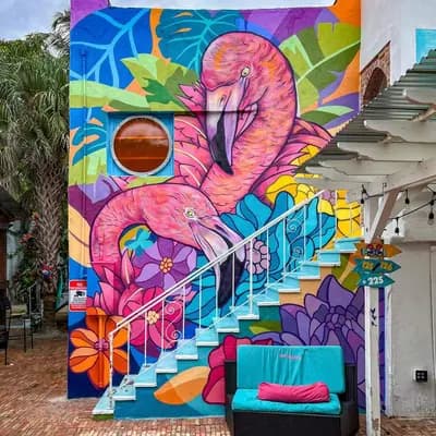 Tropical Flamingo Paradise Mural