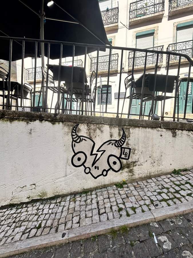 "Devil Skull Lightning Bolt" by Lambiscada in Bairro Alto, Lisbon