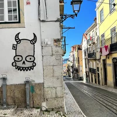 Horned Skull Street Art