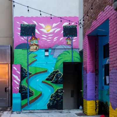 Golden Gate Bridge in an alley