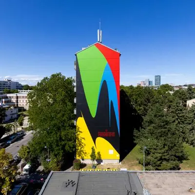 Geometric Abstract Water Tower Mural