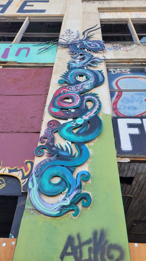 "Serpentine Dragon Mural" in Japantown, Seattle