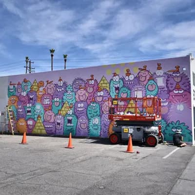 Colorful Monster Character Mural
