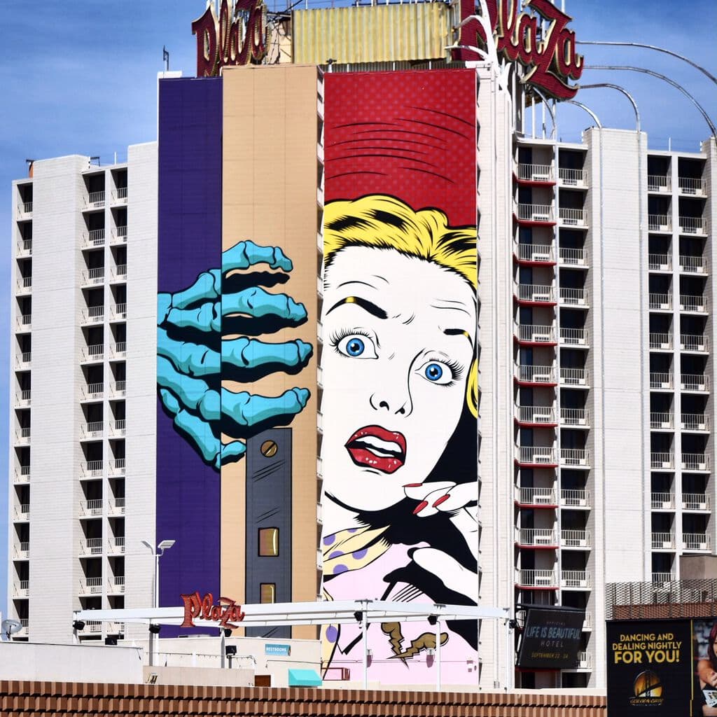 "Behind Closed Doors" by D*Face in Downtown Las Vegas, Las Vegas
