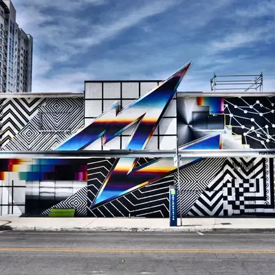 Geometric Prism Street Mural
