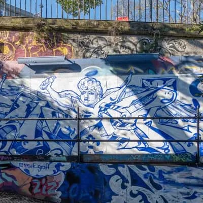 Blue Warrior Figure Mural