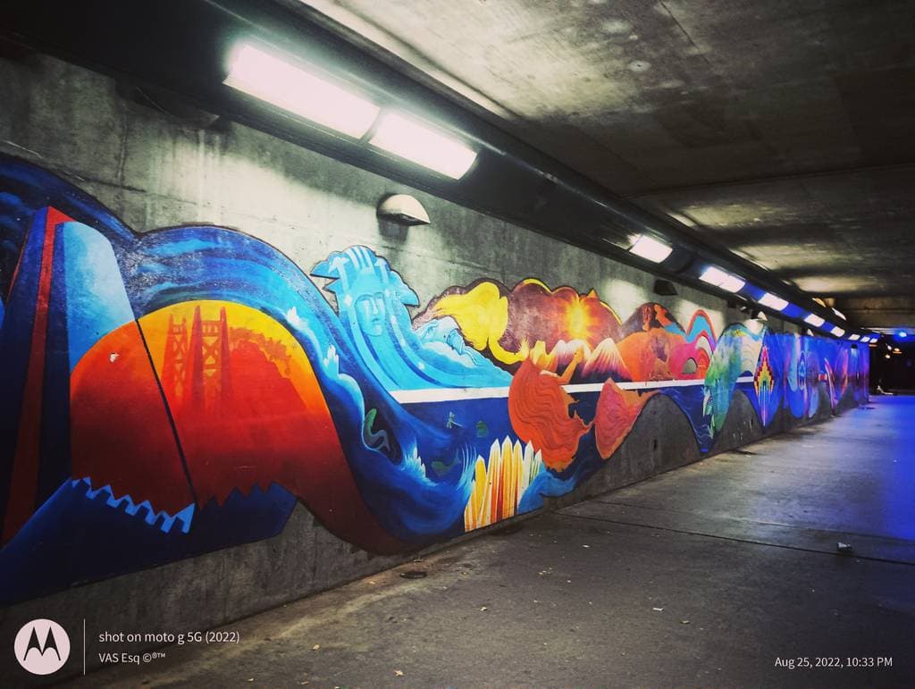 "Ocean Wave Sunset Mural" in Sacramento