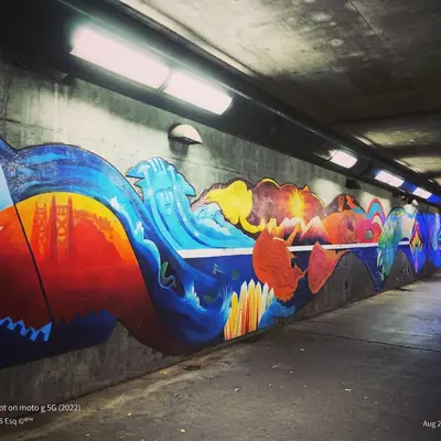 Ocean Wave Sunset Mural