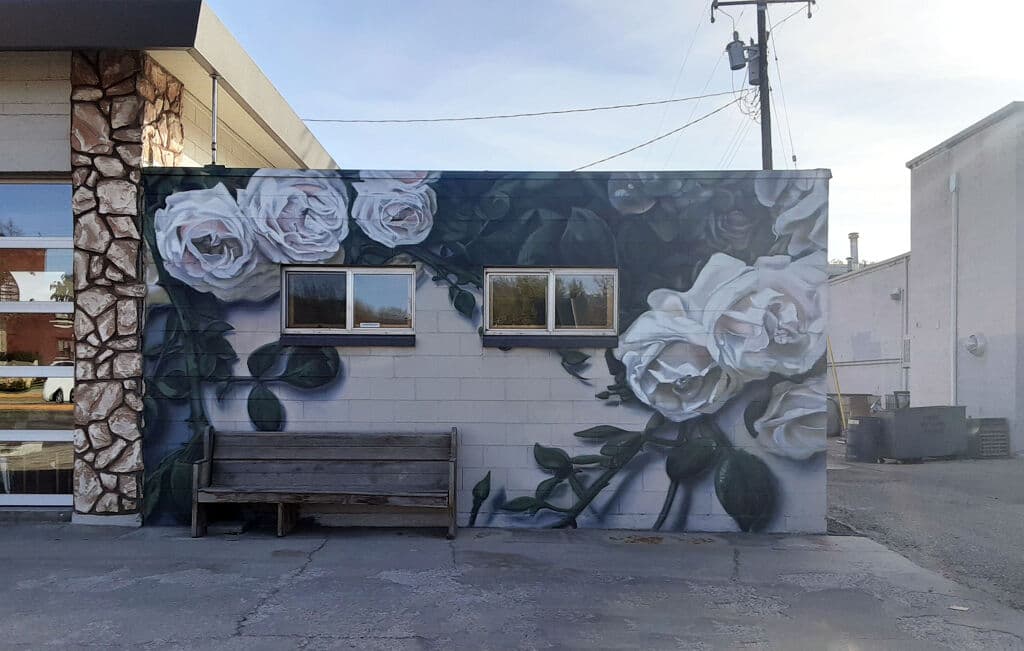 Monochromatic Rose Garden Mural