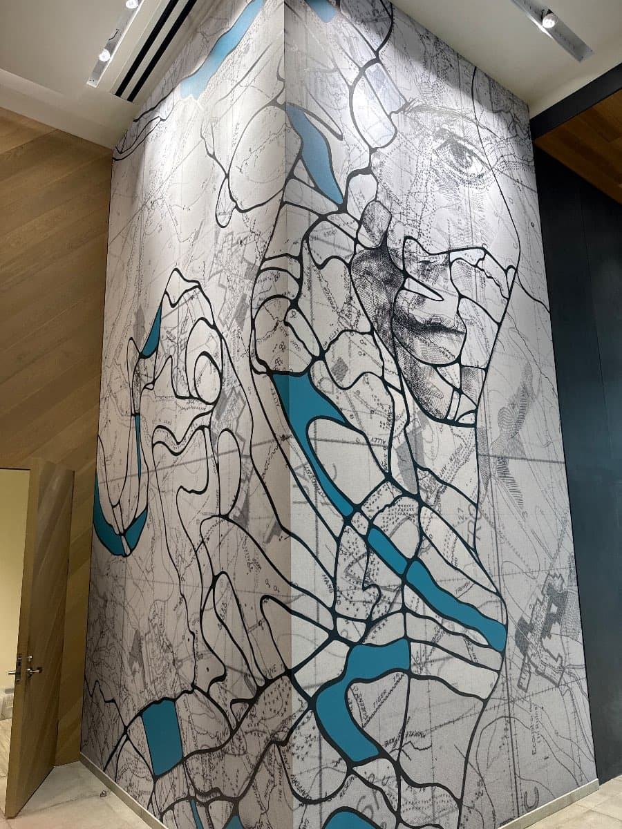 "Abstract Map-Inspired Wall Mural" in Little Italy, San Diego
