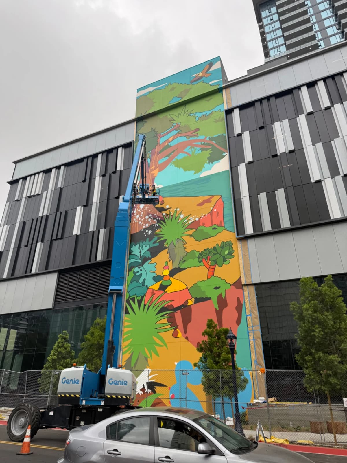 "Colorful Vertical Mural with Abstract Natural Forms" in Core Columbia, San Diego