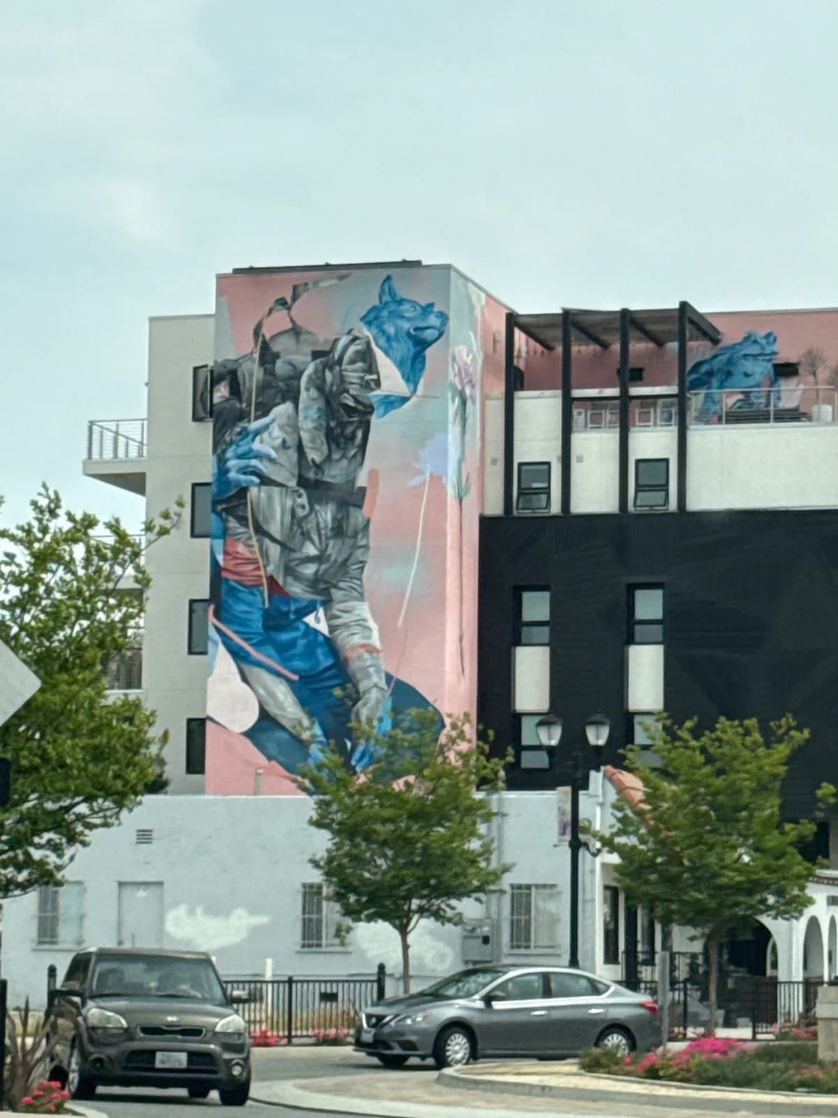 "Astronaut in Blue and Pink Mural" in Vista