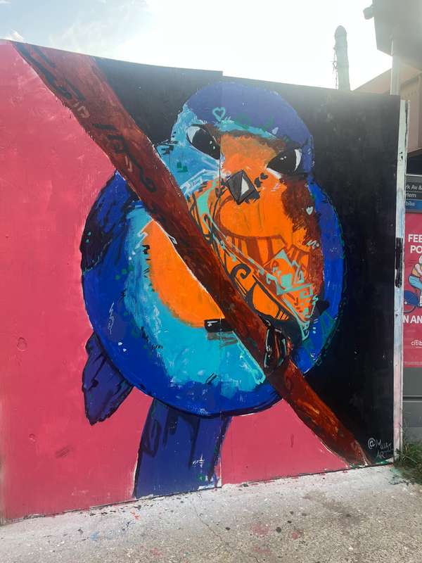 "Bird with Crossed Branch" by Murj_art in Manhattan Community Board 11, New York