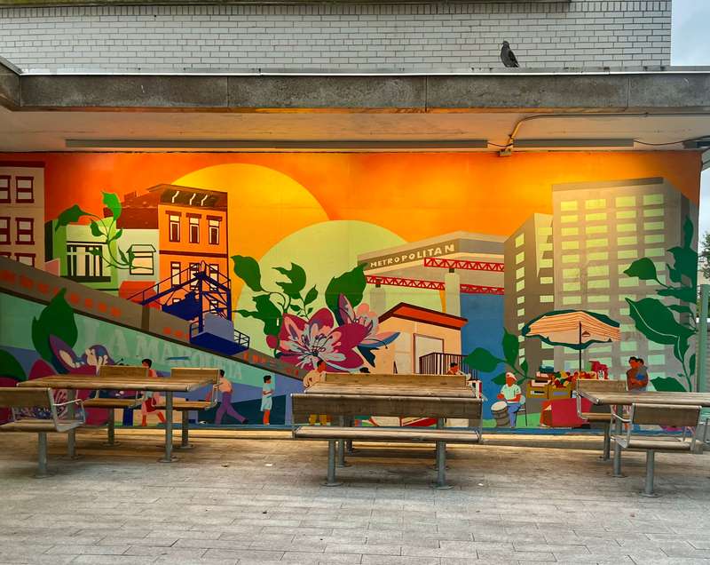 "NYC Metropolitan Hospital Mural" by Priscila de Carvalho in Manhattan Community Board 11, New York