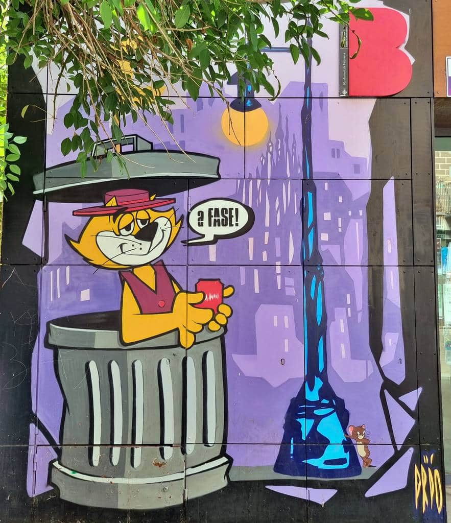 "Trash Can Cat Says 'a FASE!'" by Afasesantos in Barcelona