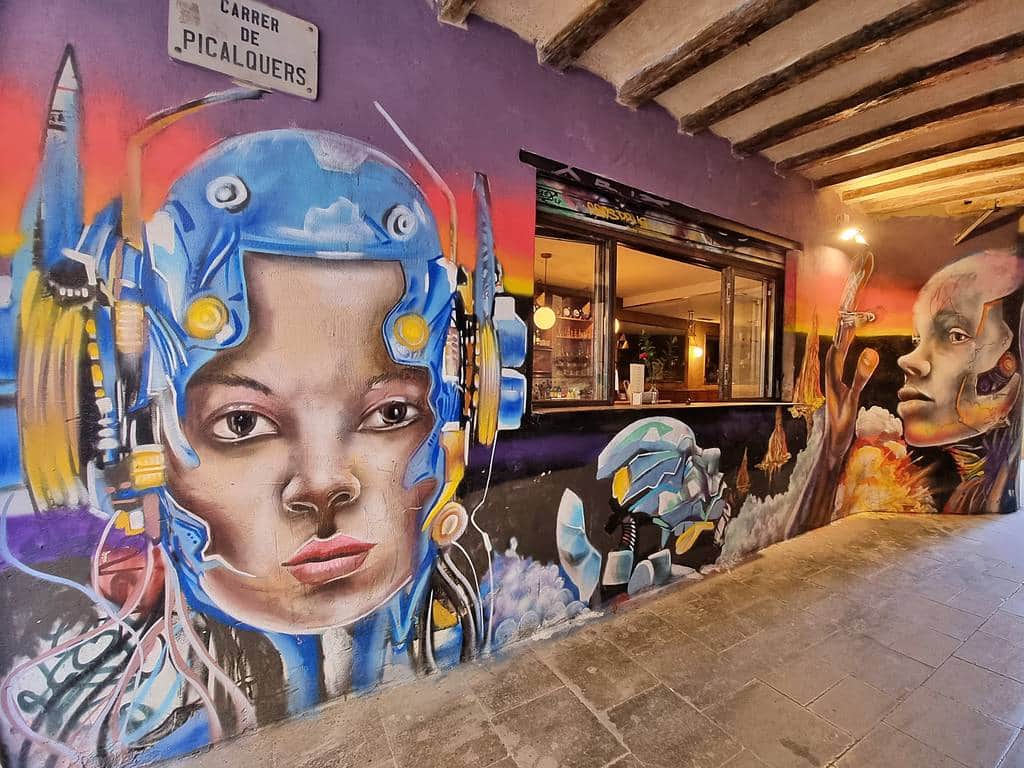 "Futuristic Cyborg Portrait Mural" by Arix in Barcelona