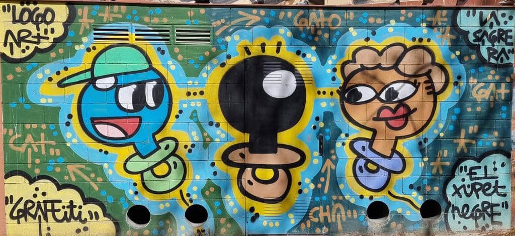 "Three Cheerful Cartoon Characters" by El Xupet Negre in Barcelona