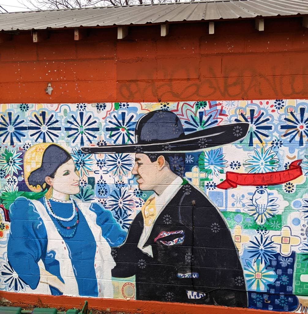 "Elegant Couple in Conversation" in Bouldin, Austin