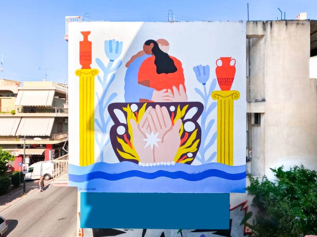 "Classical Embrace by the Sea" by Yessiow in Athens