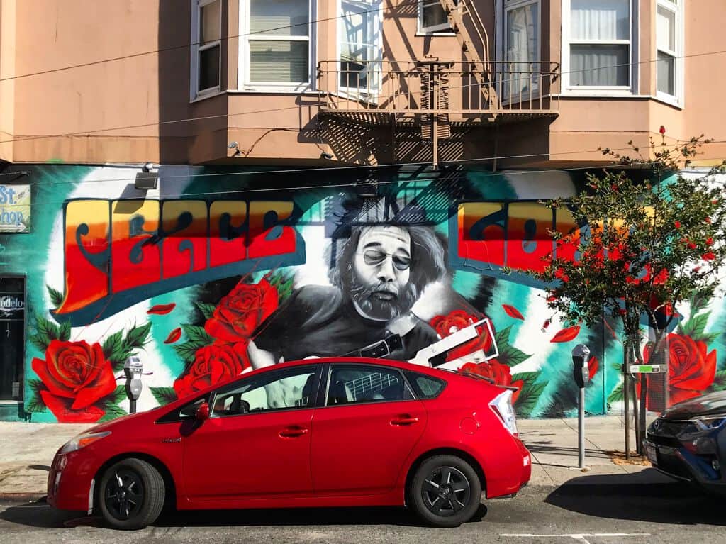 "Jerry Garcia: Peace and Love" by Mel Waters in San Francisco