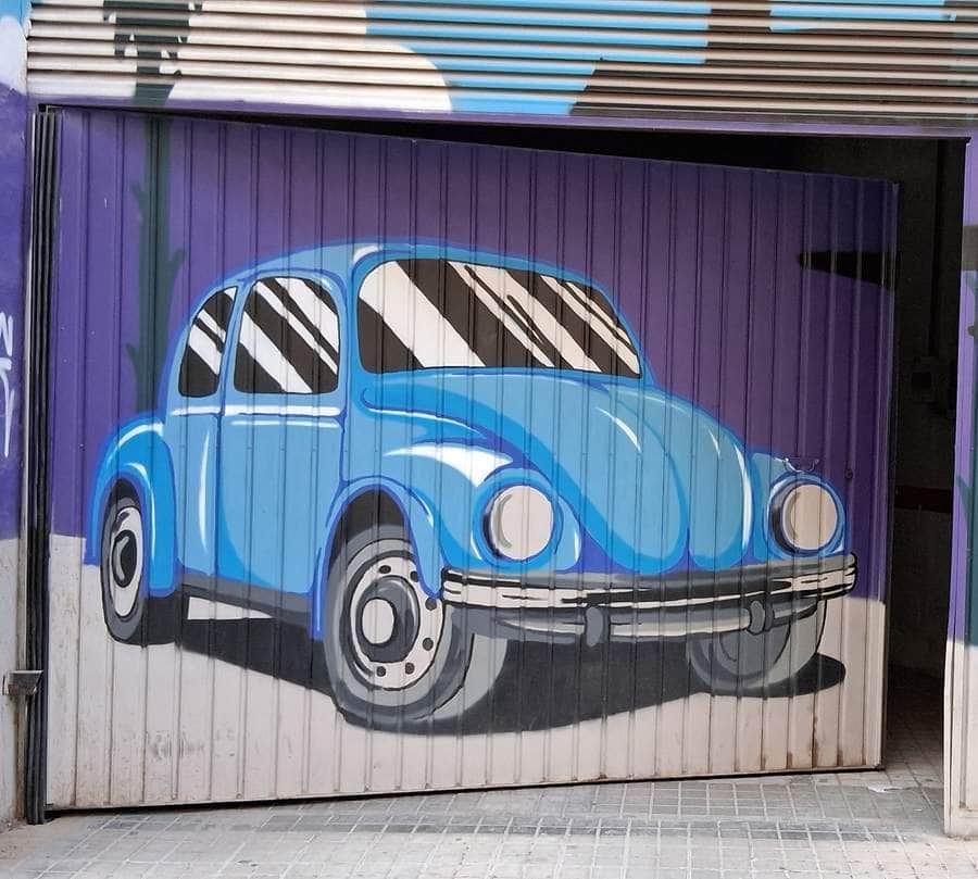 "Classic Blue Beetle Street Art" in Valencia