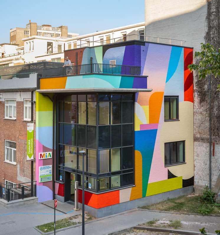"Colorful Geometric Building Facade" by Oli-B in Brussels