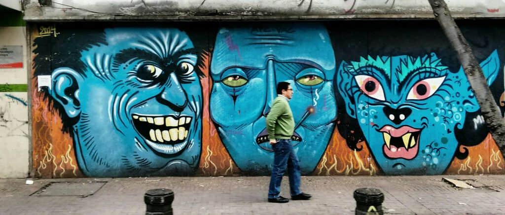 "Men in blue - Hombres de azul" in Bogota