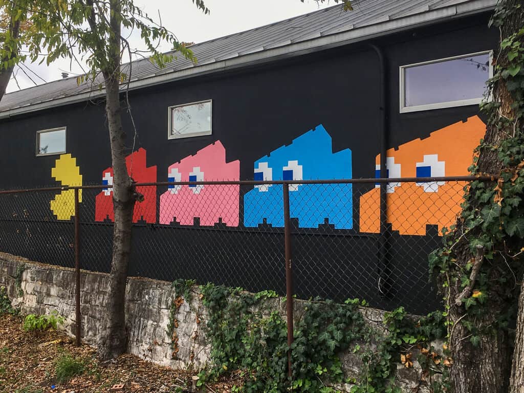 "Pixelated Houses in Bright Colors" in Austin