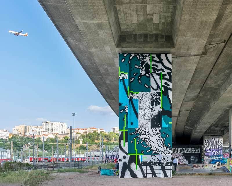 "Abstract Geometric Urban Mural" by Tiago Hesp in Lisbon