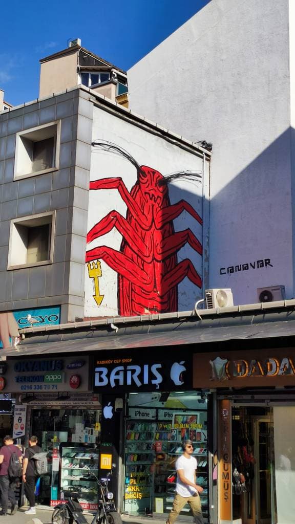 "Red Lobster Climbing Building" by Canavar in Osmanaa Mahallesi, Istanbul