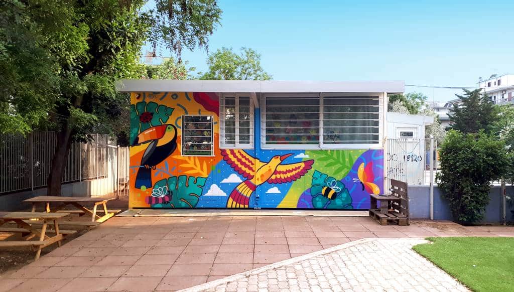 "Little Paradise Mural - Kidergarden Graffiti" by Epsilonartndesign in Athens