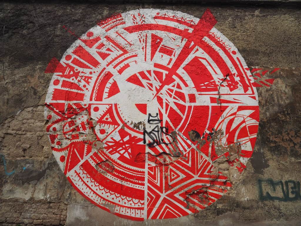 "Geometric Red Skull Portrait" by Kenor in Vienna