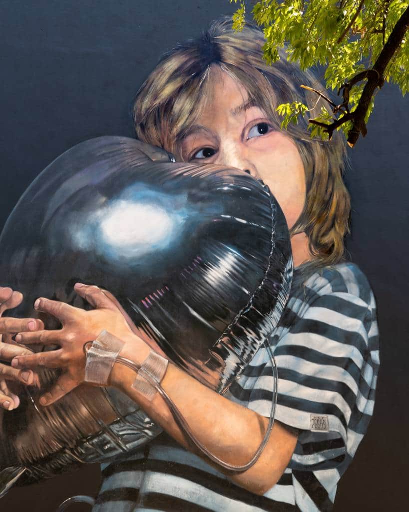"Child Embracing Reflective Sphere" by Martin Ron in Buenosaires