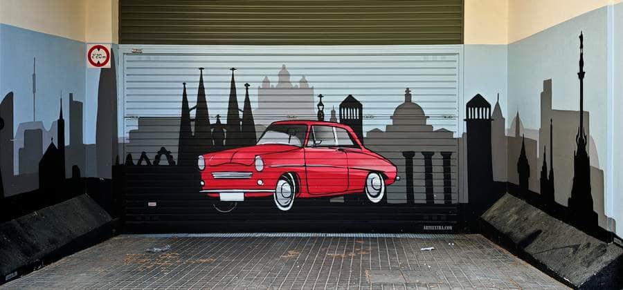 "Red car Parking" by Arte extra in Barcelona