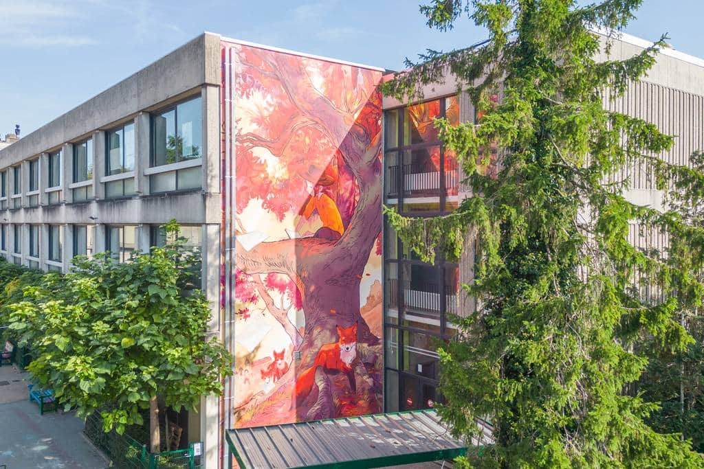 "Autumn Figure with Falling Leaves" by Aurelie Neyret in Brussels