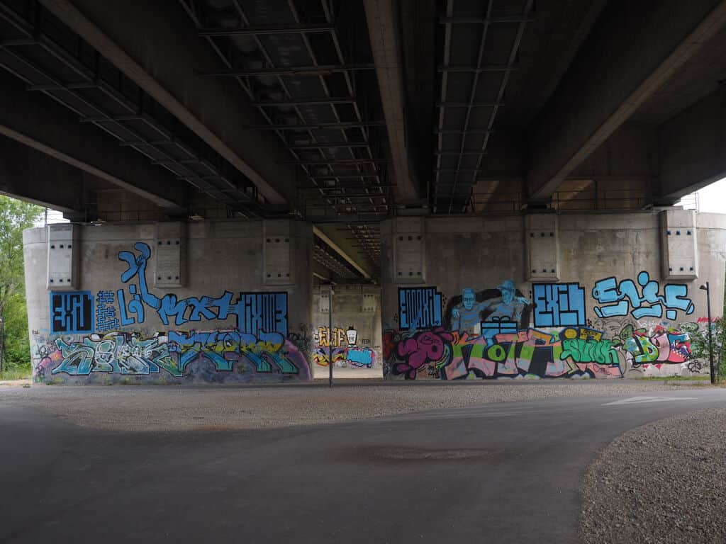 "Urban Bridge Graffiti Mural" by Limo in Vienna