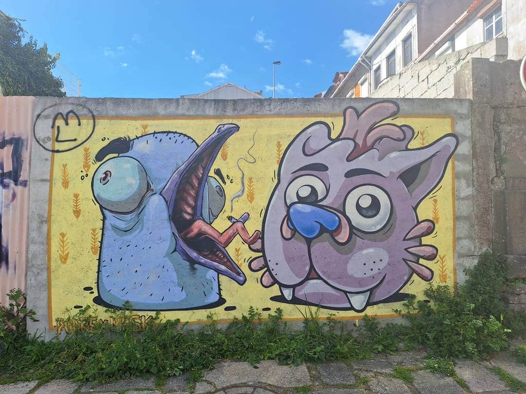 "Two Whimsical Creatures Interact" by Pedro Podre in Porto