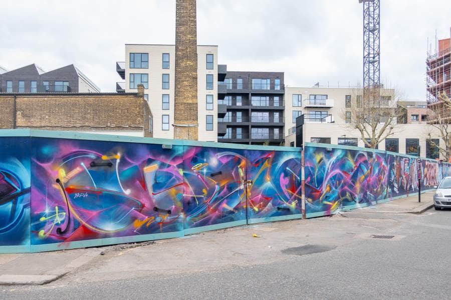 "Vibrant Abstract Graffiti Mural" by Sidok in London