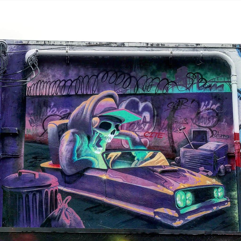 "Skeleton Driver in Neon Car" by Harry Bones in Miami