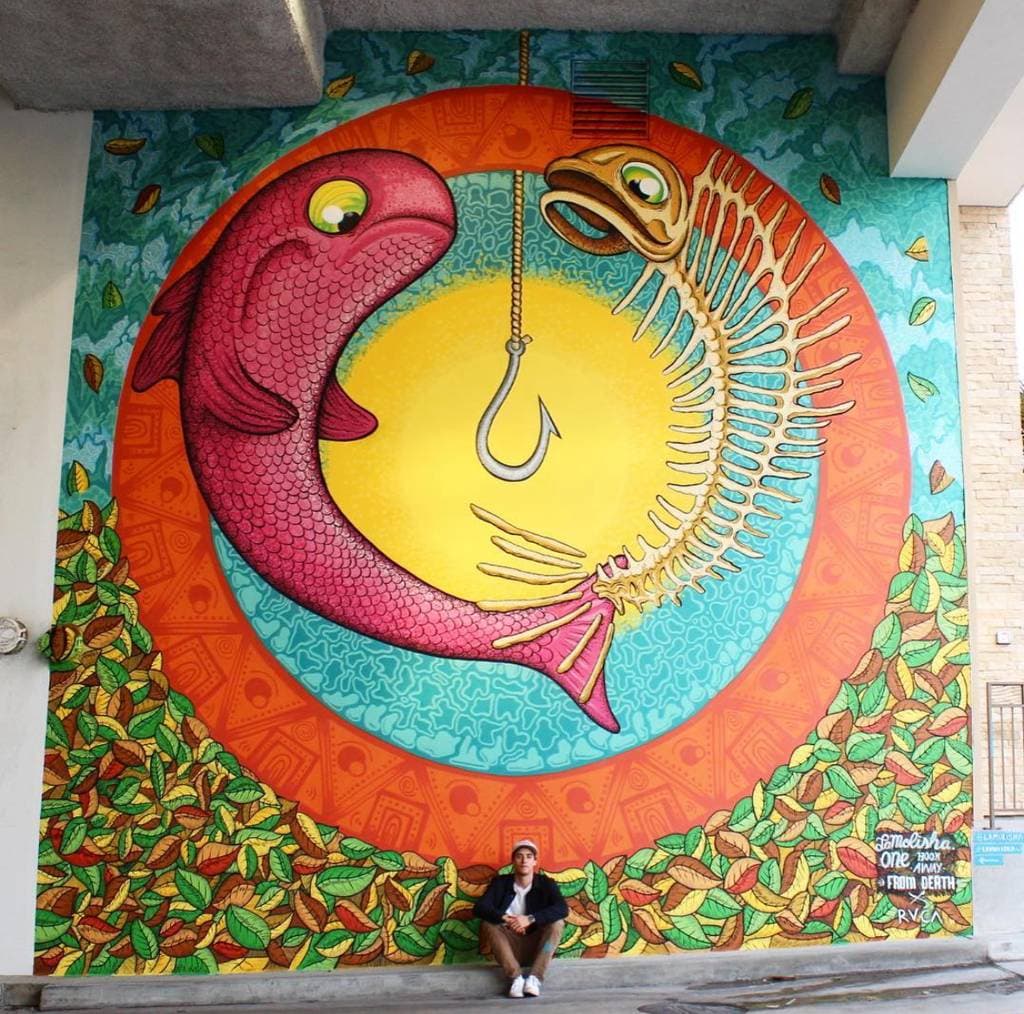 "Fish and Moon Embrace" by Lamolisha in Los Angeles
