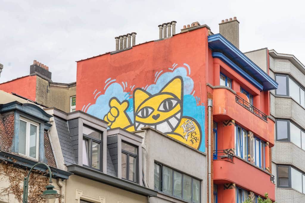 "Lucky Cat Maneki-neko Mural" by Mr Chat in Brussels