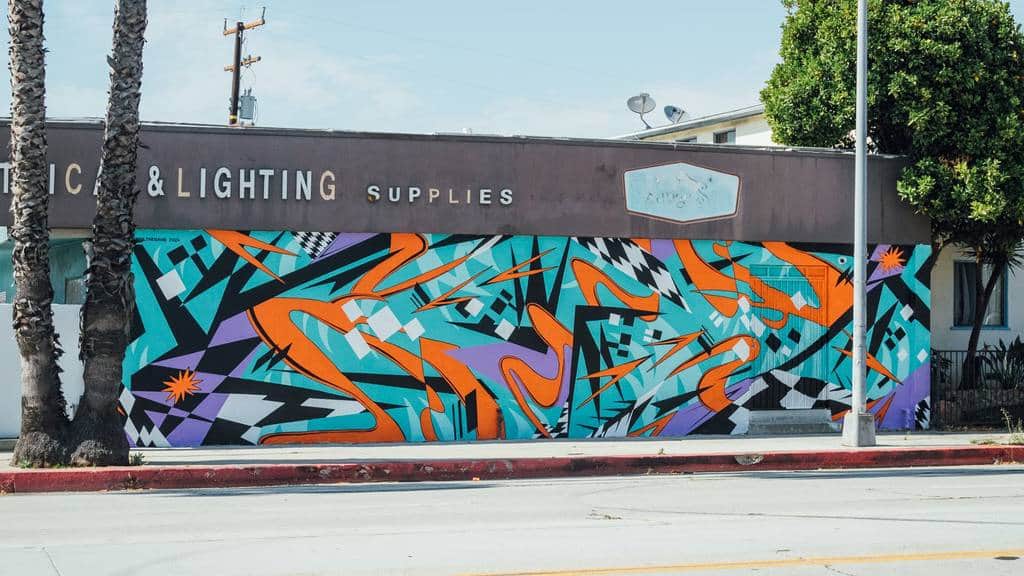 "Dynamic Abstract Geometric Mural" by Change The Game in Los Angeles