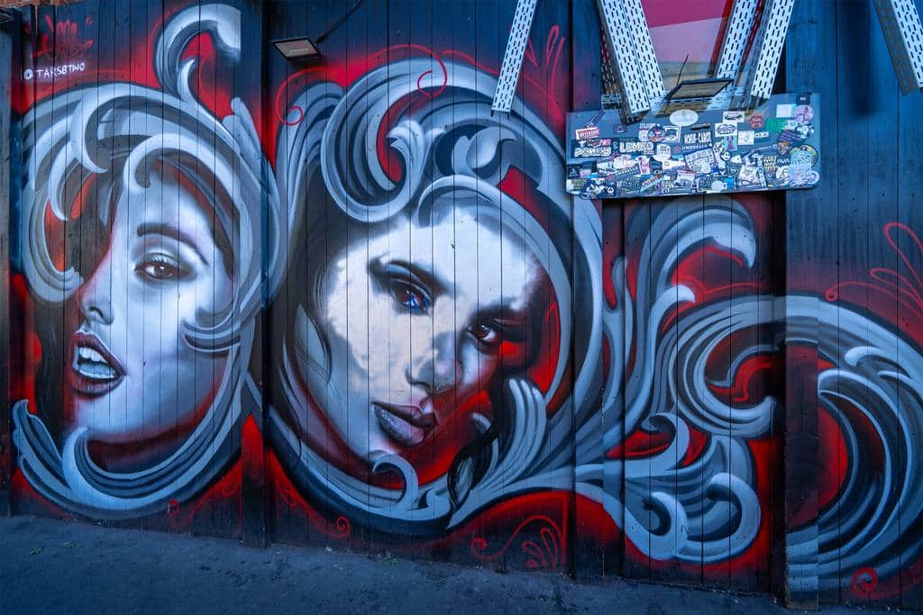 "Ornamental Female Portraits in Blue and Red" by Tars8Two in Berlin