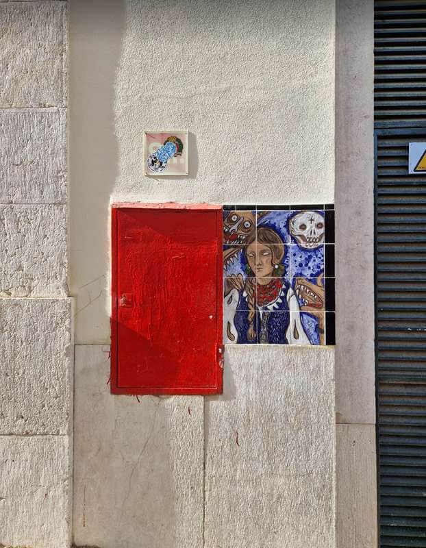 "Red Box and Blue Portrait Tiles" by Berri Blue in Lisbon