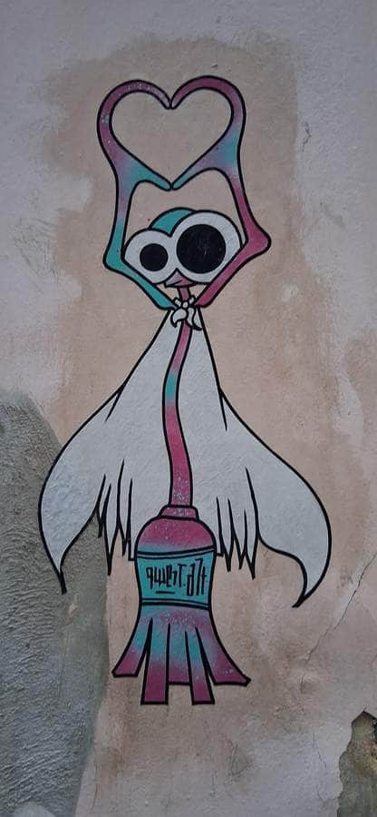 "Whimsical Skeletal Character with Heart" by Qwert in Valencia